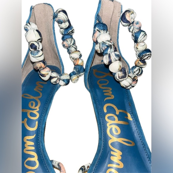 Sam Edelman Woman's Blue Jayde Kitten Heel Sandals 7.5M - Picture 3 of 13